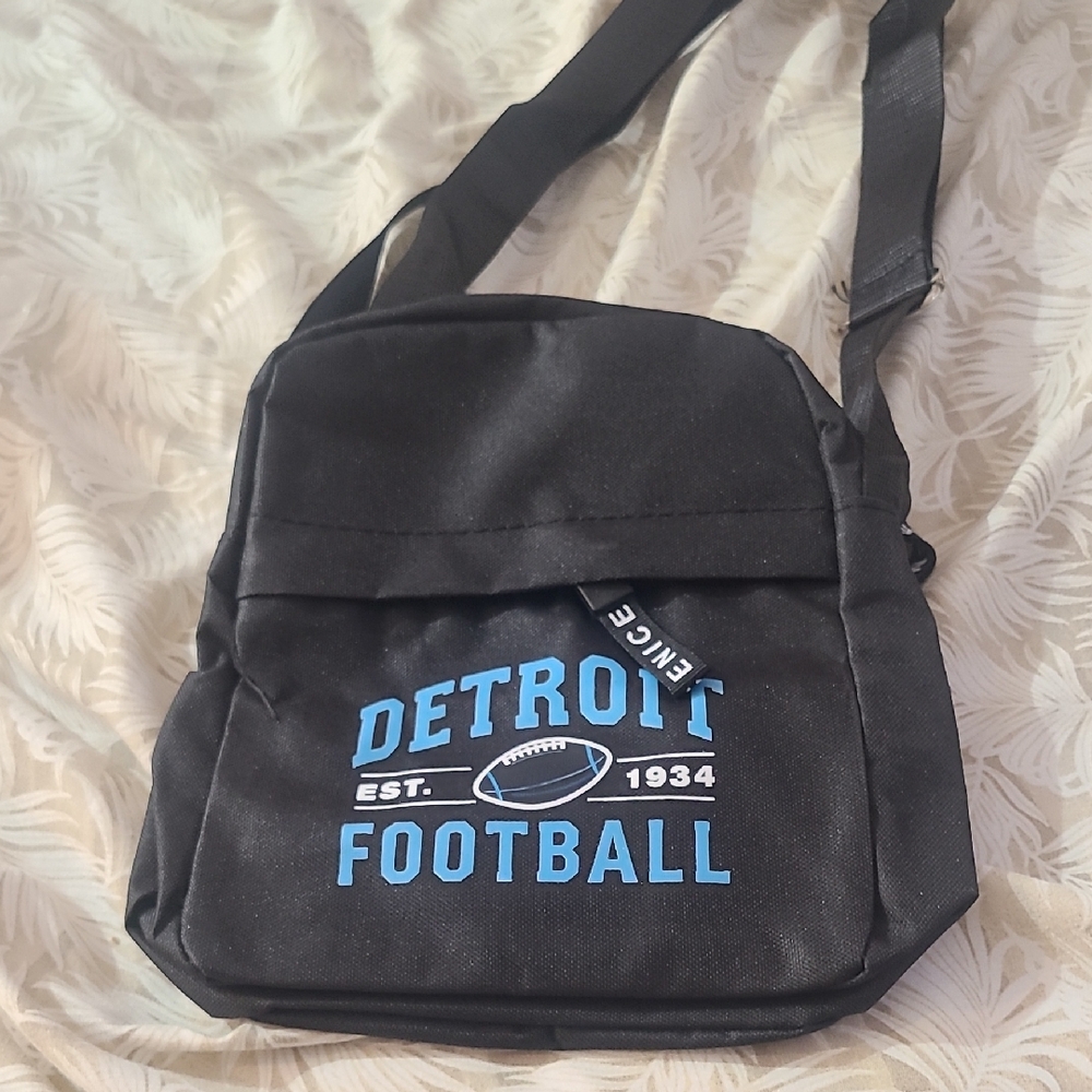 Black Detroit Football Crossbody Bag